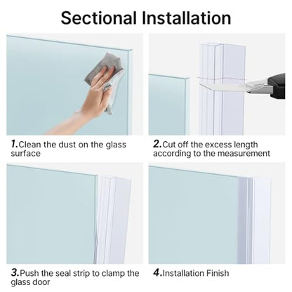 AmazerBath 5 PCS Shower Door Side Seal Strip -15.75 Inches x 5, 5 Sections Segmented Shower Installation Kit, Frameless Glass Door Seal Strip - Suitable for 1/4 Inch Glass - style: Side Seal 1/4