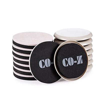 CO-Z Felt Furniture Sliders - 16 Pack with 8 Plastic & 8 Felt Sliders, 3 1/2" Reusable Furniture Sliders for Carpet Hardwood Floors, Heavy-Duty Furniture Gliders Movers, Moving Pads for Hard Surfaces - size: 3 1/2" Round-16 Pack, Plastic + Felt