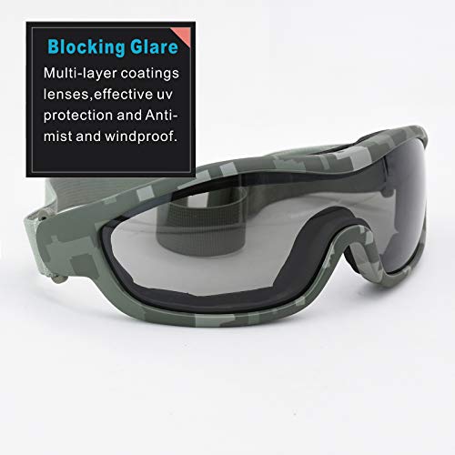 Viriber Motorcycle Goggles - UV Protective Outdoor Glasses, Dust-proof Combat Goggles, Military Sunglasses - Camouflage - color: Camouflage Glasses