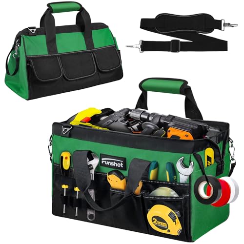 Tool Bag,Gifts for Men Dad Husband Him Christmas 18 Inch Heavy Duty Tool Bags With Wide Mouth and Adjustable Shoulder Strap Ideal for DIY Enthusiasts,Home Repairs,Craftsmen and Electricians - size: 18"L x 9"W x 10"H