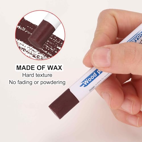 HARFINGTON Wood Filler Sticks 6 Colors Wooden Wax Touch Up Furniture Repair Crayons for Wood Brown, Rosewood, Wood, Teak, Brown Walnut - color: Exotic Woods Series