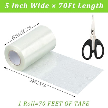 5Inch × 70FT RV Awning Repair Tape with Scissors, Outdoor Heavy Duty Repair Tape for Tarp, Tent, Boat Cover, Canvas, Sail Tape, Waterproof, UVproof and Heat-resistant Tear Repair Pctch Kit (1)