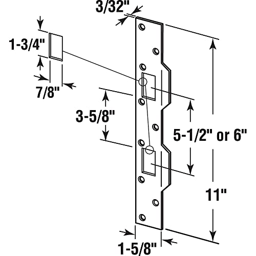 Prime-Line U 10385 Door Strike, for Use with 5-1/2 In. and 6 In. Hole Spacing On Dead Latch and Deadbolt, Steel, Satin Nickel (Single Pack) - color: Satin Nickel