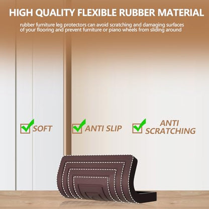 3.5x3.5 Square Rubber Furniture Caster Cups,8 Pack Anti-Sliding Furniture Pads Bed Stopper Floor Protectors with Grip,Protect Any Flooring Brown - size: 3.5in Brown 8Pcs