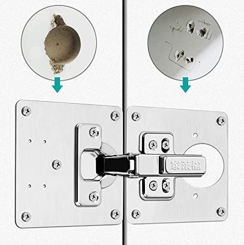 Cabinet Hinges Repair Plate,Stainless Steel Hinge Repair Brackets Kit,Kitchen Cupboard Door Hinge Repair Plate Kit Includes Fixing Screws,Protect Wooden Kitchen Cabinet Door,Furniture(4 PCS)… - size: 4 PCS