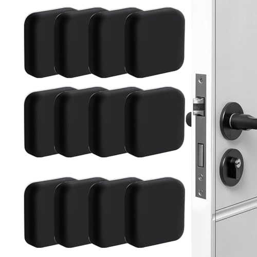 Door Stopper Rubber Door Stops Wall Protector，Buffer Guard Doorknob Door Handle Bumper Self Adhesive，Bumper Guard for Wall Fridge Cabinets Headboard 12 Pack (Dark Black) - color: Dark black