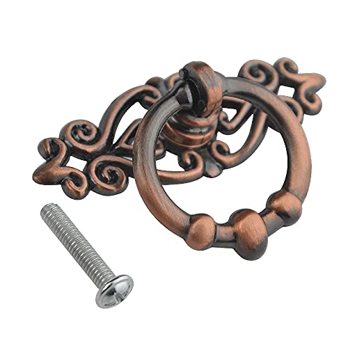 WMYCONGCONG 10 PCS Vintage Drop Ring Drawer Pulls Handles 2.52" x 1.65" Antique Bronze Dresser Ring Pulls for Furniture Hardware Cupboard Dresser Wooden Case Box