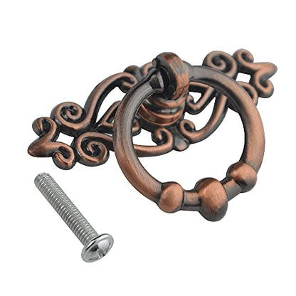 WMYCONGCONG 10 PCS Vintage Drop Ring Drawer Pulls Handles 2.52" x 1.65" Antique Bronze Dresser Ring Pulls for Furniture Hardware Cupboard Dresser Wooden Case Box