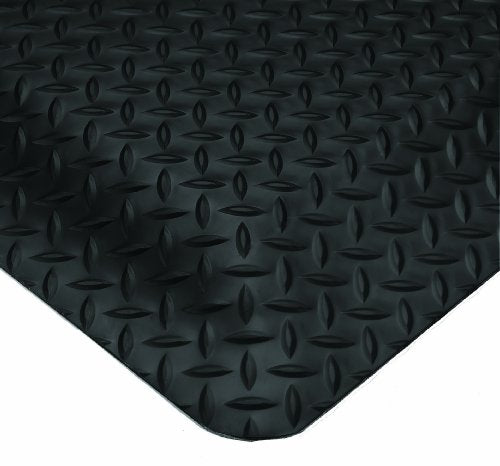 Wearwell Diamond-Plate Select UltraSoft Mat - Black. Anti-Fatigue Workstation Mat. 3' W x 5' L x 15/16" Thickness. PVC Vinyl Surface with PVC Sponge. For Dry Industrial Use (495.1516x3x5BK) - size: 3' W x 5' L x 15/16"