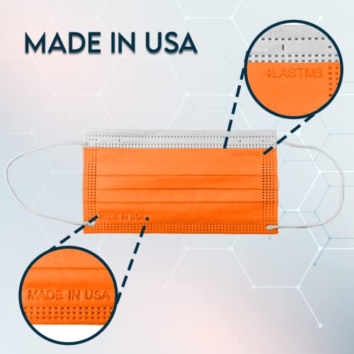 ASTM Level 3 Disposable 4-Ply Face Mask - Made in USA Filtration Efficiency ≥ 98% with Ear Savers (50 Pack, Rainbow Pack)