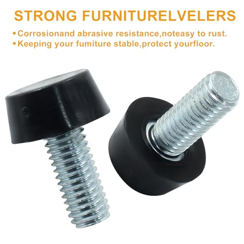 24 Pcs M8 Furniture Leveling Feet Adjustable Table Levelers T-Nut Kit Chair Glide Leveling Screw in Threaded for Patio Furniture Tables Chairs - size: M8
