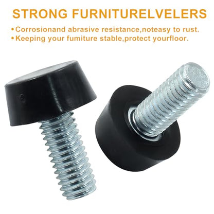 24 Pcs M8 Furniture Leveling Feet Adjustable Table Levelers T-Nut Kit Chair Glide Leveling Screw in Threaded for Patio Furniture Tables Chairs - size: M8