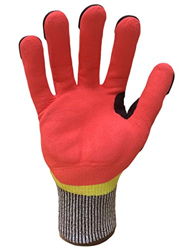 Ironclad KONG MKC5-07-XXXL Knit Cut 5 Refinery Oil & Gas Safety Impact Gloves, XXX-Large, Yellow/Red - size: 3X-Large