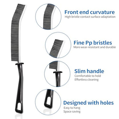 8Pcs Hard Bristle Crevice Cleaning Brush Set,Heavy Duty Grout Brush Kit, Deep Clean Brush for Stove, Window Track, Tile Gap Cleaning, Car Interior Gap Cleaning Tools
