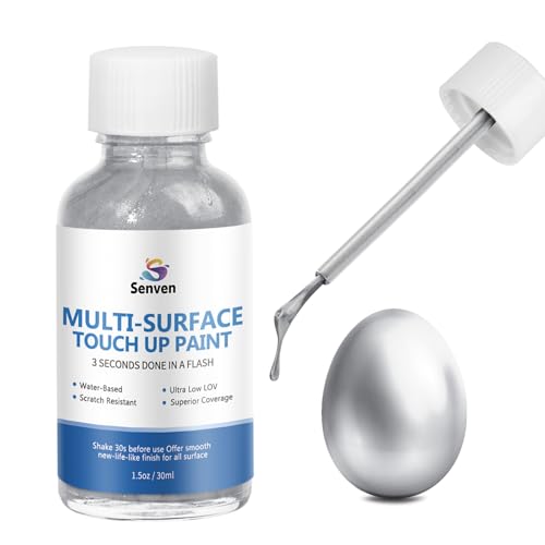 SENVEN Liquid Silver Leaf Paint High Gloss Multi Surface Rich Silver Paint for Metal, Wood, Plastic, Canvas, Appliance, Furniture Scratch Repair & Art Handcrafts 30ml/1.5oz Fast Drying Acrylic Metallic Finish - color: Silver