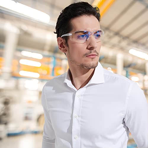 ProtectX Safety Glasses for Men & Women, Safety Sunglasses with Anti-Fog Scratch Resistant Lenses, Non-Slip Grips, ANSI Z87.1 - color: Olympus Blue Light 2 Pk