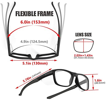 HTS HUNTERSKY TR90NZZ Safety Glasses with Side Shield Small Size Women Men ANSI Z87 Anti Fog Scratch Resistant Lab Pickleball - color: Clear/Smoke 2 Pack