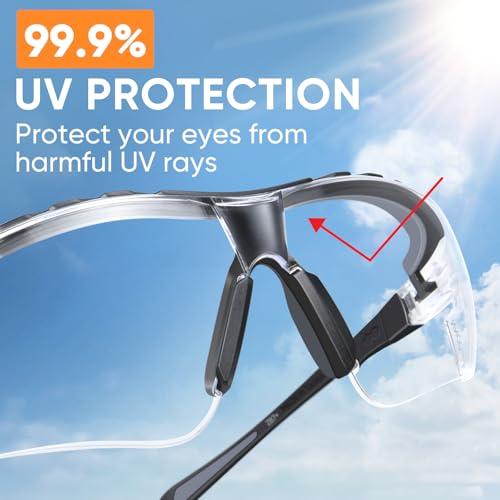 TICONN Anti-Fog Safety Glasses for Men and Women, ANSI Z87.1 Scratch Proof Eye Goggles with Adjustable Arms and UV Protection - style: 3 Pack/Clear