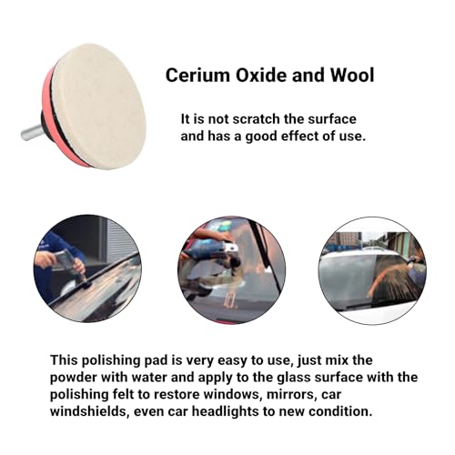 Glass Polishing Kit Car Windscreen Glass Scratch Remover 100g Cerium Oxide Powder Polishing Kit Wheels Set Polish Pads