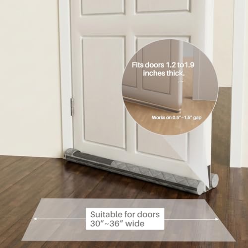2 Pack Under Door Draft Stopper 36" Double Sided Door Sweep, Blocks Noise, Cold Air, Light, Dust, Smoke, Odor, Soundproof, Fits 30" 32" 36" Doors