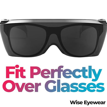 Cover-Ups Black Fit Over Sunglasses - Wrap Around Sunglasses - People Who Wear Prescription Glasses in the Sun - color: Black
