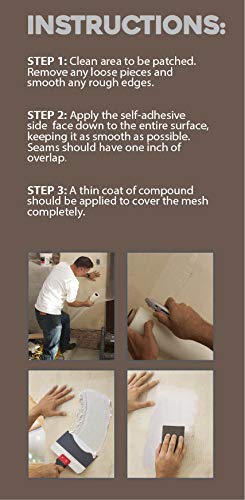 Red Devil 1224 Onetime Fiber Mesh Crack Patch 36" x 75' Wall Repair Fabric, White