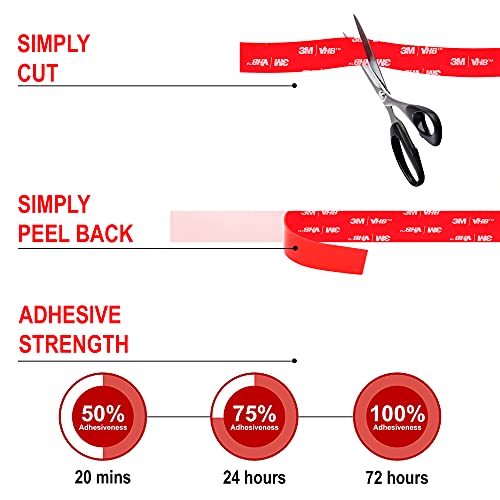CANOPUS Double Sided Mounting Tape, Strong & Heavy Duty, Permanent Clear 4910, for Indoor Outdoor Fixing, DIY Crafts, LED Lights, Car Glass, Home & Office Walls Decoration, 0.5in x 15ft, Made in USA - size: 0.50in x 15ft