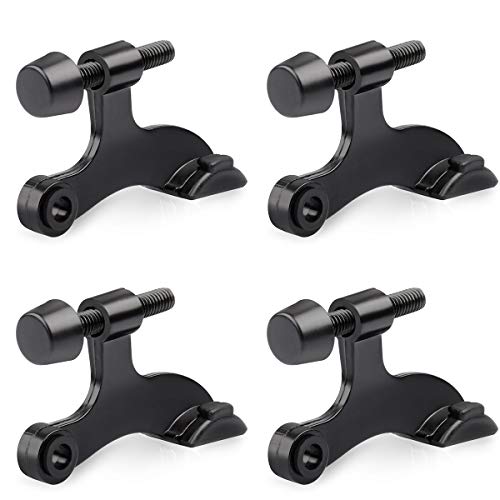 HOMOTEK 4 Pack Hinge Pin Black Door Stopper,Adjustable Deluxe Heavy Duty Door Stopper 2-1/2"x1-3/4”,with Black Rubber Bumper Tips - color: Black, size: 4 Pack