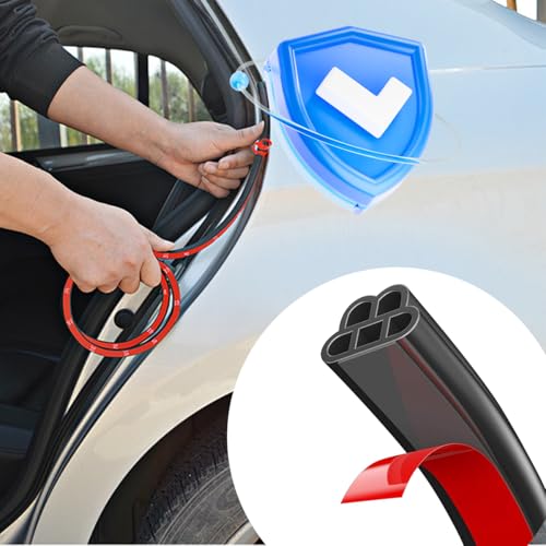 Car Door Seal Strip, 16.4FT Rubber Double Layer Soundproof Vehicle Window Weather Stripping, 5-Holes Noise Insulation Auto Seal Weatherstrip Edge Protector Trim, Universal for Vehicle - color: 5 Holes/16.4FT