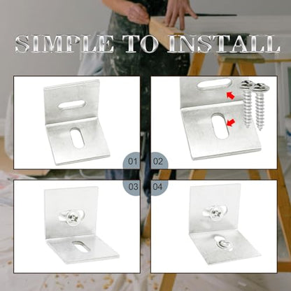 Table Top Fasteners,20 Pack Z Clips for Table Tops Included 60 pcs Screws,Adjustable Corner Braces for Wood Table Tops,Which L Brackets Use on Wood Table as Countertop Fasteners
