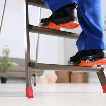 Veemoon 2pcs Non-Slip Rubber Ladder Foot Covers Ladder Boots Cushion Stable Ladder Bumpers Safety Extension Ladder Feet Pads Attic Ladder Mitts, Red (3.54x3.26x1.57 Inch)