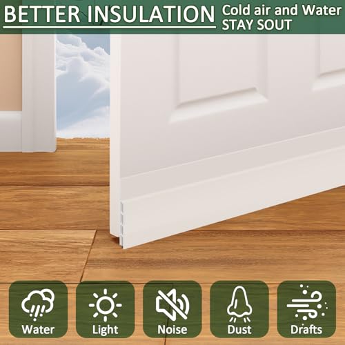 Door Draft Stopper, Weather Stripping Door Seal, Garage Window Blocker, Cold Air Insulation, White