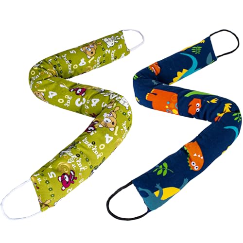 Weighted Door Draft Stopper, 2 Pack 40 Inch Under Door Blocker, Bottom of Door Window Air Noise Light Gap Filler, Saving Energy Cartoon Print Canvas Cotton 2.8Lb - size: 40 inch