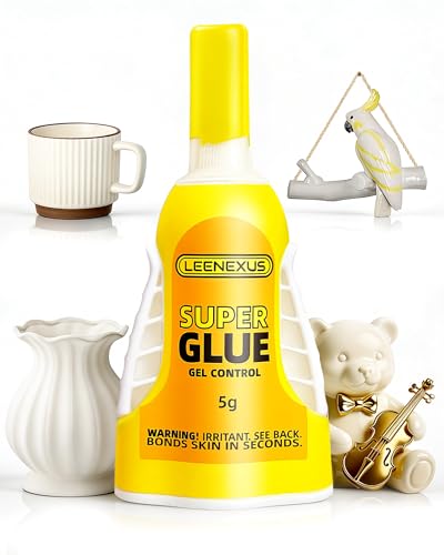 【High Strength & Precision Control】Super Glue for Ceramic, 5g Clear CA Glue Gel with Micro-Anchor Tech for Porcelain Plastic Metal ETC | Quick Dry&Low Odor Multi-Purpose Instant Adhesive for Home Fix
