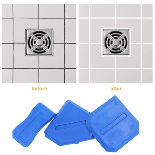 Waziaqoc 12 PCS Caulking Tool, Sealant Finishing Grout Tools Kit, Hand Caulk Removal Tool, Caulk Skirting Boards & Base Boards Replaceable Pads for Bathroom Kitchen Sealing