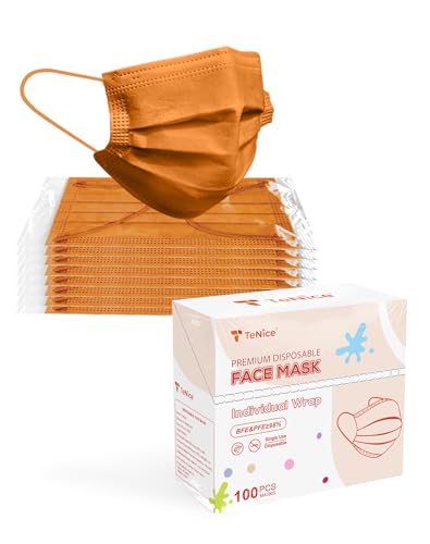 Face Masks Disposable 100 Pack, 4 Ply ASTM Level 3 Medical Grade, Breathable for Adult Outdoor Protection, Individually Wrapped for Home, School & Office, Golden Brown - color: Golden Brown