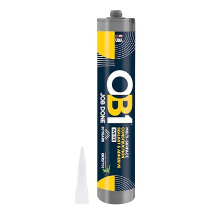 OB1 Universal Caulk Sealant & Adhesive White 10.1oz | Professional Grade Premium All-in-One Advanced Hybrid 2-in1 | Water Resistant Internal & External | Shrink Crack UV & Fade Resistant | 1 Cartridge - color: White, size: 10.1oz (Pack of 12)