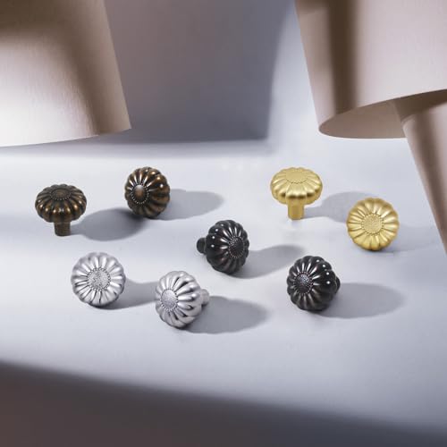 Cabinets Knobs Drawers Pulls 4 Pack Kitchen Knob Brushed Nickel, Closet Cupboard Dresser, Bathroom Bedroom Cabinet Drawer Hardware Silver Hardware Flower Pumpkin Knob Vanity Home Furniture Handle - color: Alloy Brushed Nickel, size: 4pack