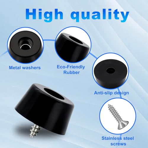56PCS Cutting Board Feet Non Slip with Stainless Washer Screws,Large Size and Small Rubber Feet for Cutting Board, Electronics,Furniture