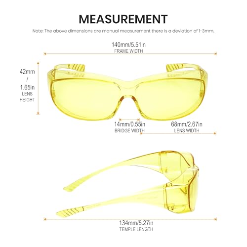 Calabria 3000 Fitover Safety Glasses with Uni-Lens – [Yellow - 3 Pack] Wrap Around Eye Protection | Anti-Fog Scratch Resistant | Protective Eyewear - color: Yellow 3-pack