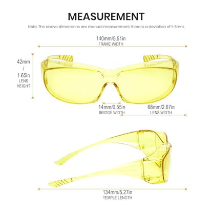 Calabria 3000 Fitover Safety Glasses with Uni-Lens – [Yellow - 3 Pack] Wrap Around Eye Protection | Anti-Fog Scratch Resistant | Protective Eyewear - color: Yellow 3-pack