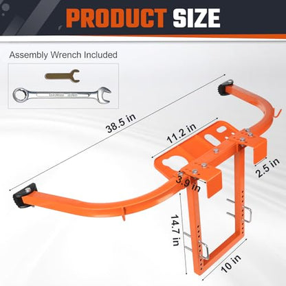 Ladder Stabilizer with Tool Tray & Hook, Heavy Duty Steel Extension Ladder Stabilizer for Roof Gutter/Wall, Stable Ladder Standoff with Wing Span and Non-Slip Rubber Feet, Ladder Accessories