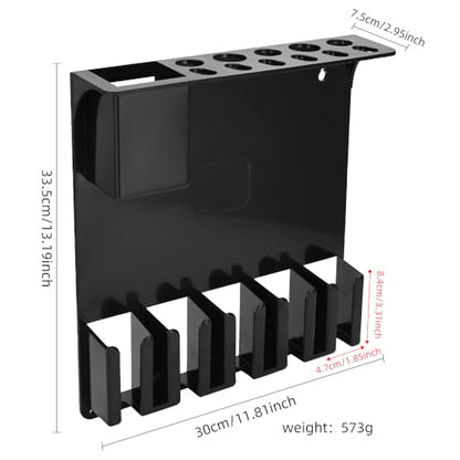 Clipper Holders Barbers Organizer, 13" x 12" x 3" Wall-Mounted Multi-Functional Hair Styling Tool Storage Stand for Clipper, Scissors, Comb, Curling Irons - for Salon, Home Bathrooms, with Screws Kit - size: 11.8 x 13.2 x 3 Wall-mounted