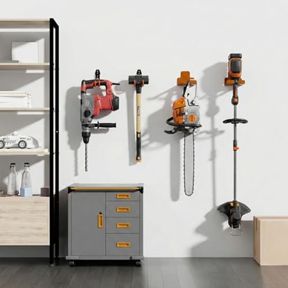 Weed Eater Hanger & Garage Hooks Heavy Duty, Garage Organizer Rack, Garden Tool Organizer Wall Mounted - 2Pack - color: Orange-B