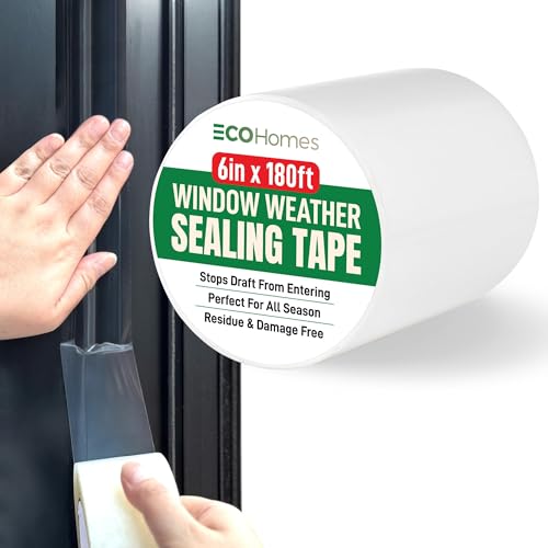 ECOHomes Window Weather Sealing Tape | Winter Weather Stripping Tape to Block Cold Drafts Through Window Gaps and AC Units, Insulation Seal and Draft Blocker for Home (6 Inch by 180 FT, Clear) - color: Clear, size: 6 Inch By 180 FT