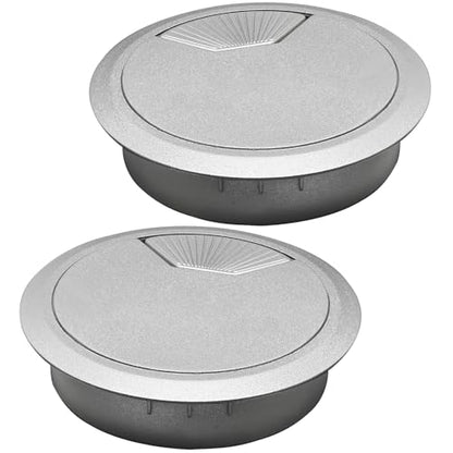 Desk Grommet 2-3/8" (60 mm), Desk Cord Hole Cover, Cable Grommet ABS Plastic, Desk Hole Grommet for Office and Home Table Cable, Detachable Adjustable Cable Cord Organizer (Silvery2 Pcs) - size: 2-3/8" (60 mm), style: 2 pcs Silvery
