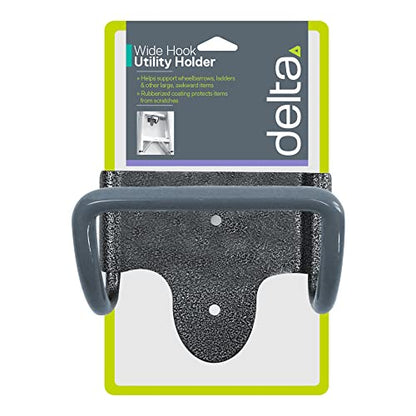 Delta Wide Hook Utility Holder Cycle - Heavy Duty Garage Utility Hook Helps Support Wheelbarrows, Ladders & Other Large Items - Rubberized Coating Protects from Scratches - Easy Installation - color: Single Hook