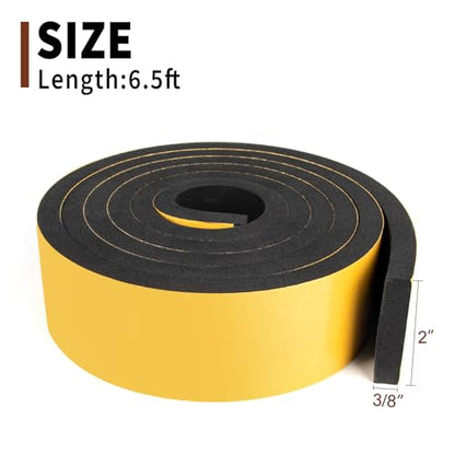 Yotache Self Sticking Foam Insulation Tape 2" W X 3/8" T (New Adhesive Craft), Weather Strip Seal for RV, Air Conditioner Window, Automotive, Garage Door, 6.5 Ft Length - size: 2"x3/8"x6.5 FT