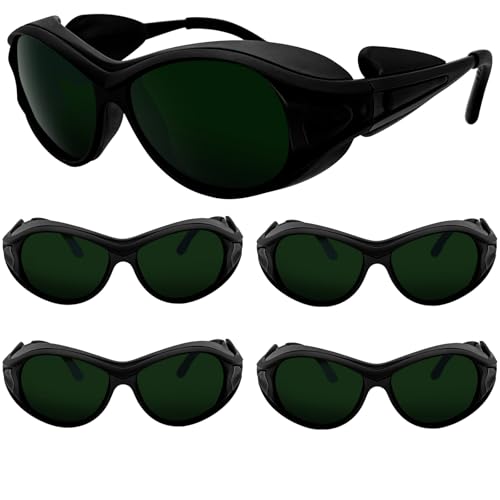 5-Pack OD4+ Laser Safety Glasses for 650nm, EN207 Certified Wrap-Around Goggles with Green Lens & Anti-Fog, High VLT 30% for Tattoo Removal and Aesthetic Procedures - color: Green-5