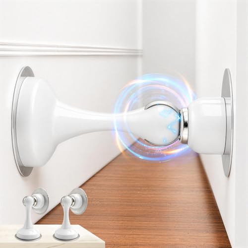 YDAJIURI 2Pack Magnetic Door Stop No Drilling Door Stop with 3D Adhesive Tapes Keep Door Open Door Stainless Steel Screws for Stronger Mount (White) - color: White, size: 2 Pack